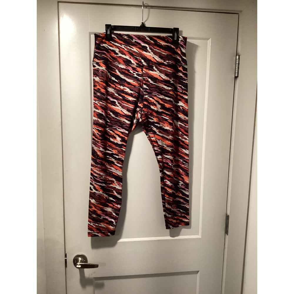 Lululemon Wunder Under High Rise Leggings Orange Camo Print Size 14